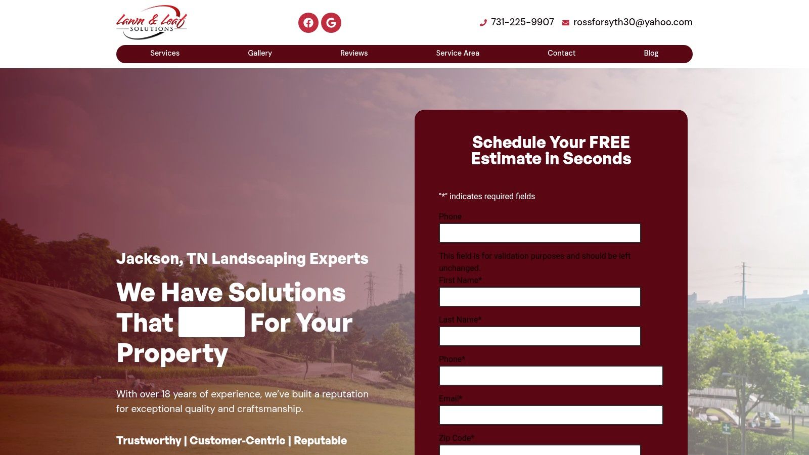 Screenshot from https://lawnandleafsolutions.com