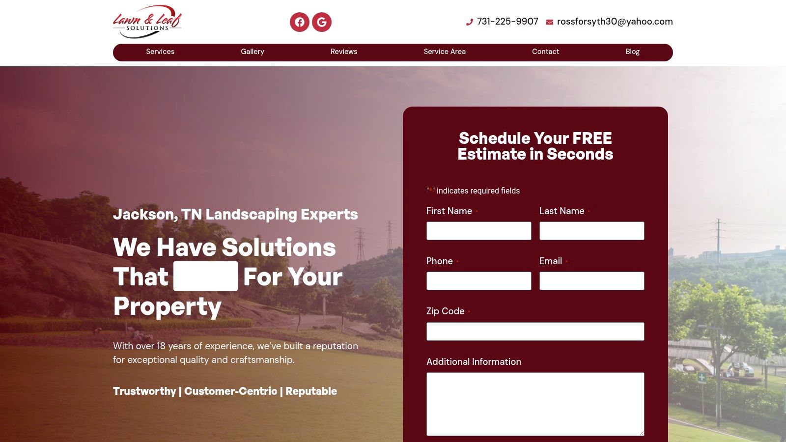 Screenshot from https://lawnandleafsolutions.com